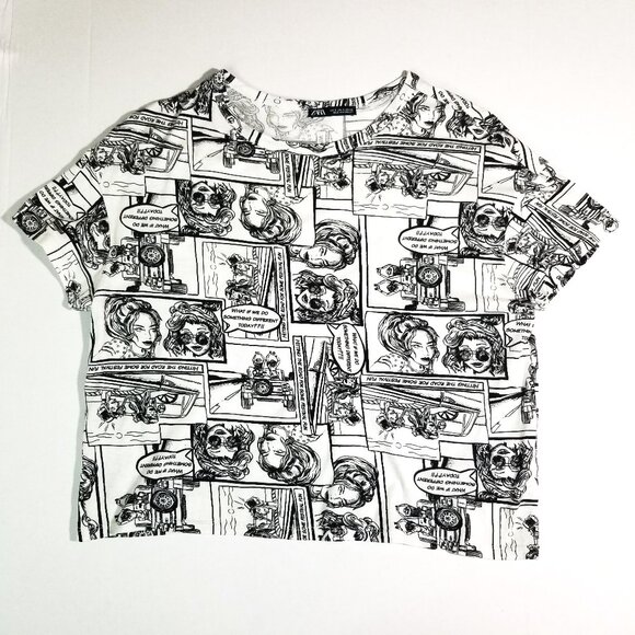Zara Tops - Zara Women Comic Print Top Black/White Small